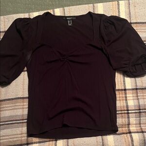 Forever 21 Dark Plum Puff Sleeve Blouse